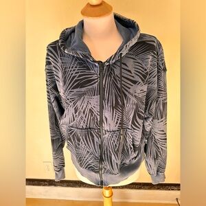 JoyLab Palm Print Zip Up Hoodie Small | Athleisure Coastal Cool Sweatshirt